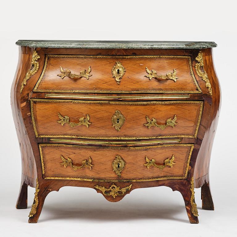 A rococo parquetry commode attributed to C. Tietze (master in Stockholm 1764-91).