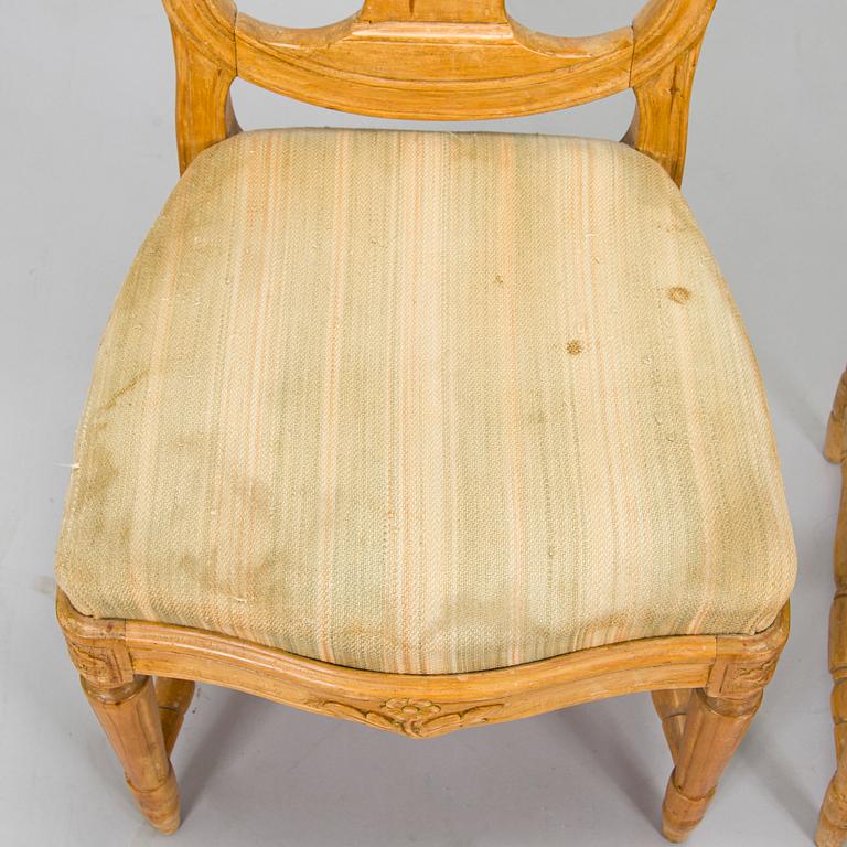 Six late 18th century gustavian chairs, so called medallion model.