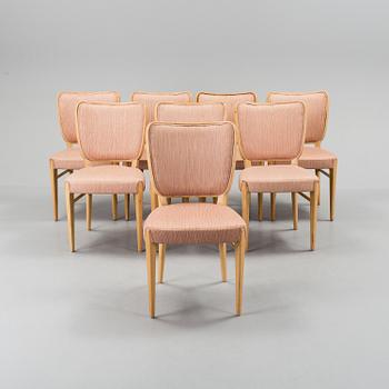 CARL-AXEL ACKING, attributed to. Eight beech chairs from Nordiska Kompaniet, mid 20th Century.