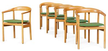 A set of six Carl-Axel Acking ash "Tokyo" chairs", probably by Nordiska Kompaniet, NK, 1960 ca.