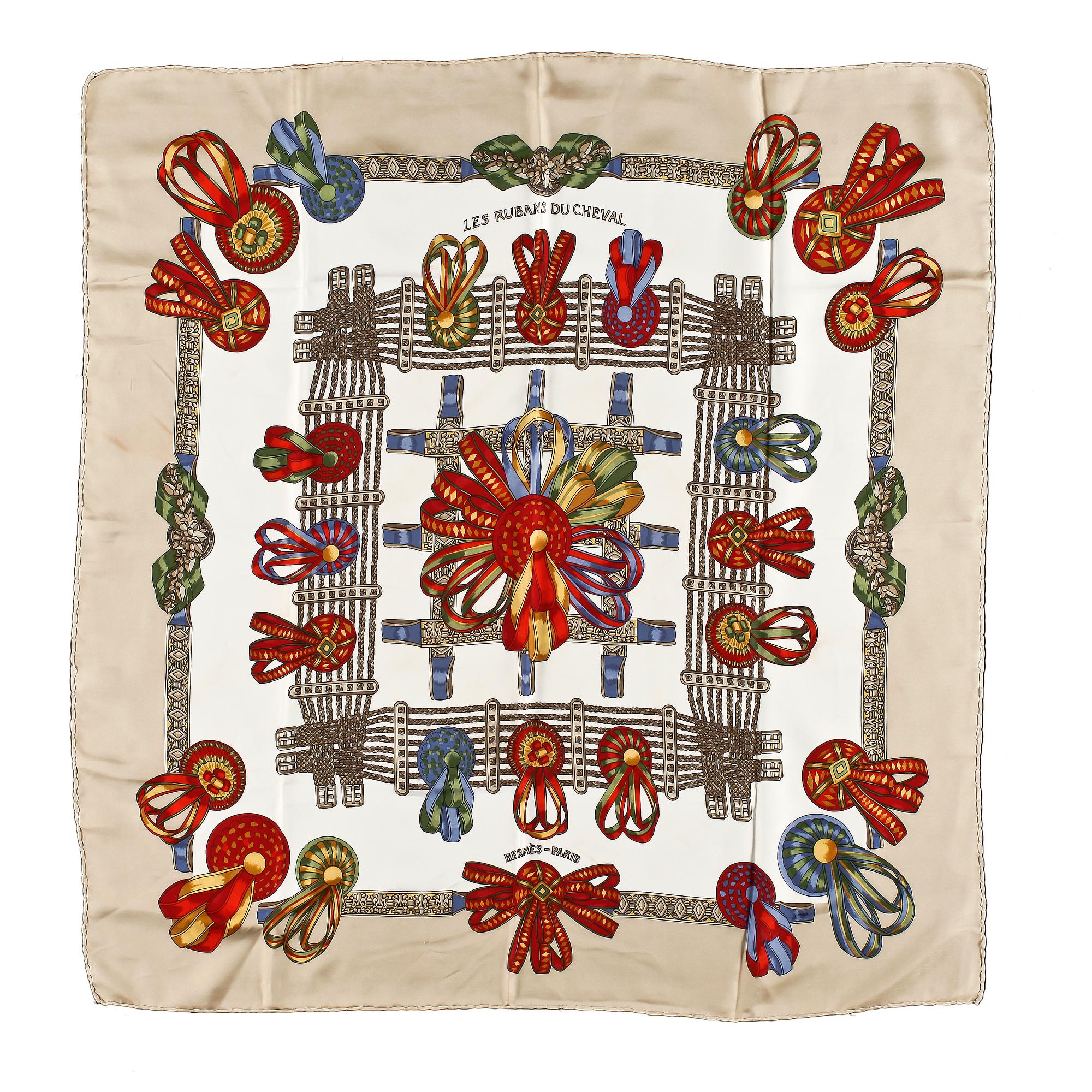 A silk scarf by Hermès, "Les rubans du cheval".