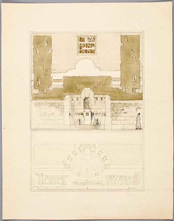 HARALD FALKMAN, ARKITEKTURRITNINGAR, ca 20 st samt, AKADEMITECKNINGAR, 4 ST, sign, dat tidigt 1900-tal.