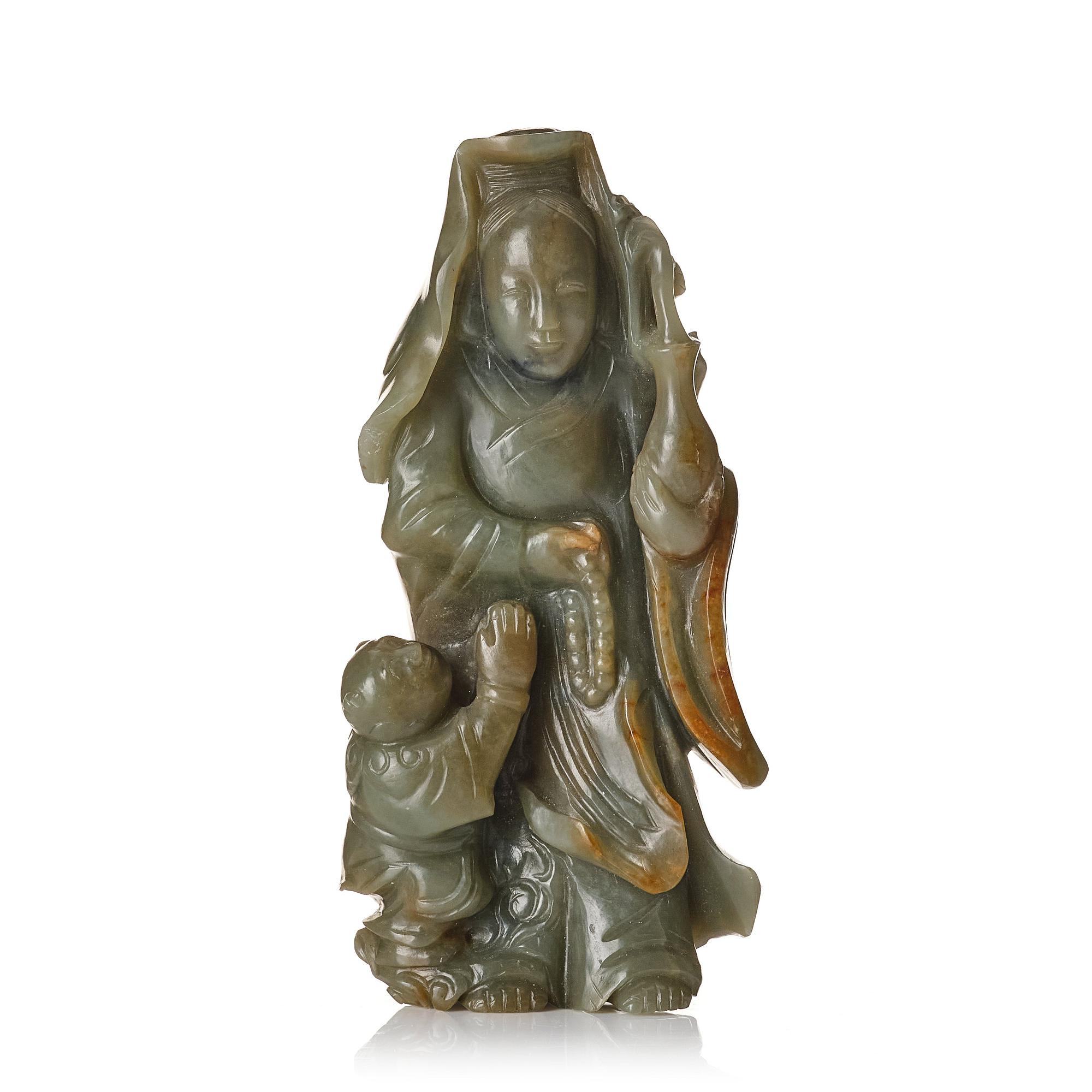 Skulptur, nefrit. Qing dynastin, 1800-tal.