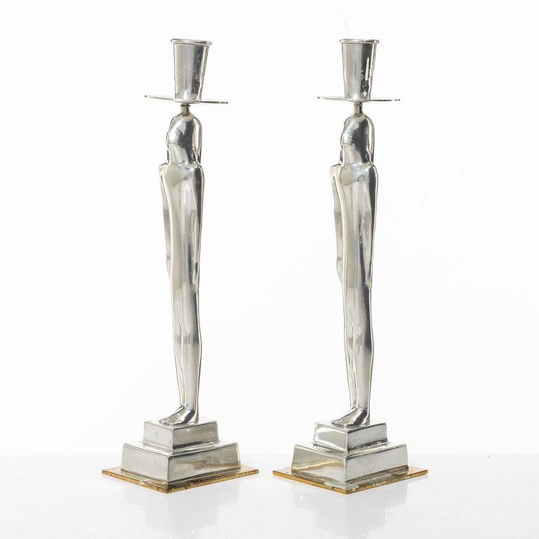 Edvin Öhrström, a pair of "Egyptisk" candlesticks, Firma Svensk Tenn, Stockholm 2008.