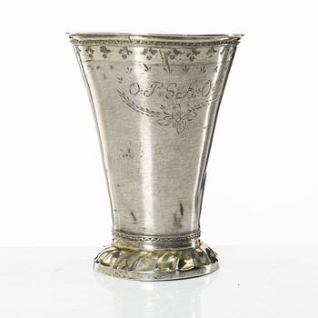 A silver beaker, unclear maker's mark, probably Christoffer Wasserman, Lindesberg Sweden 1769.
