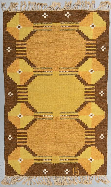 Ingegerd Silow, a carpet, flat weave, ca 214,5 x 135 cm, signed IS.