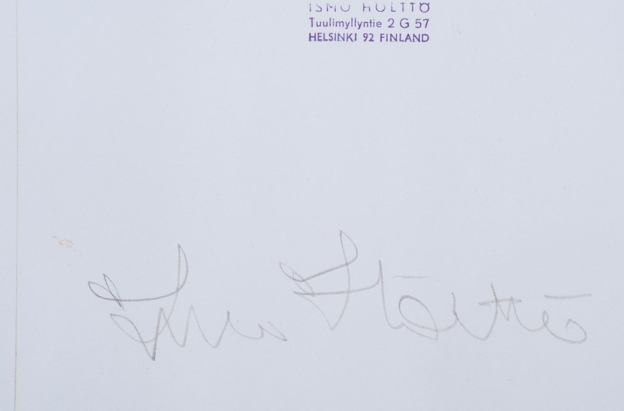ISMO HÖLTTÖ, Silvergelatinfotografi, sign, samt med stämpel a tergo.