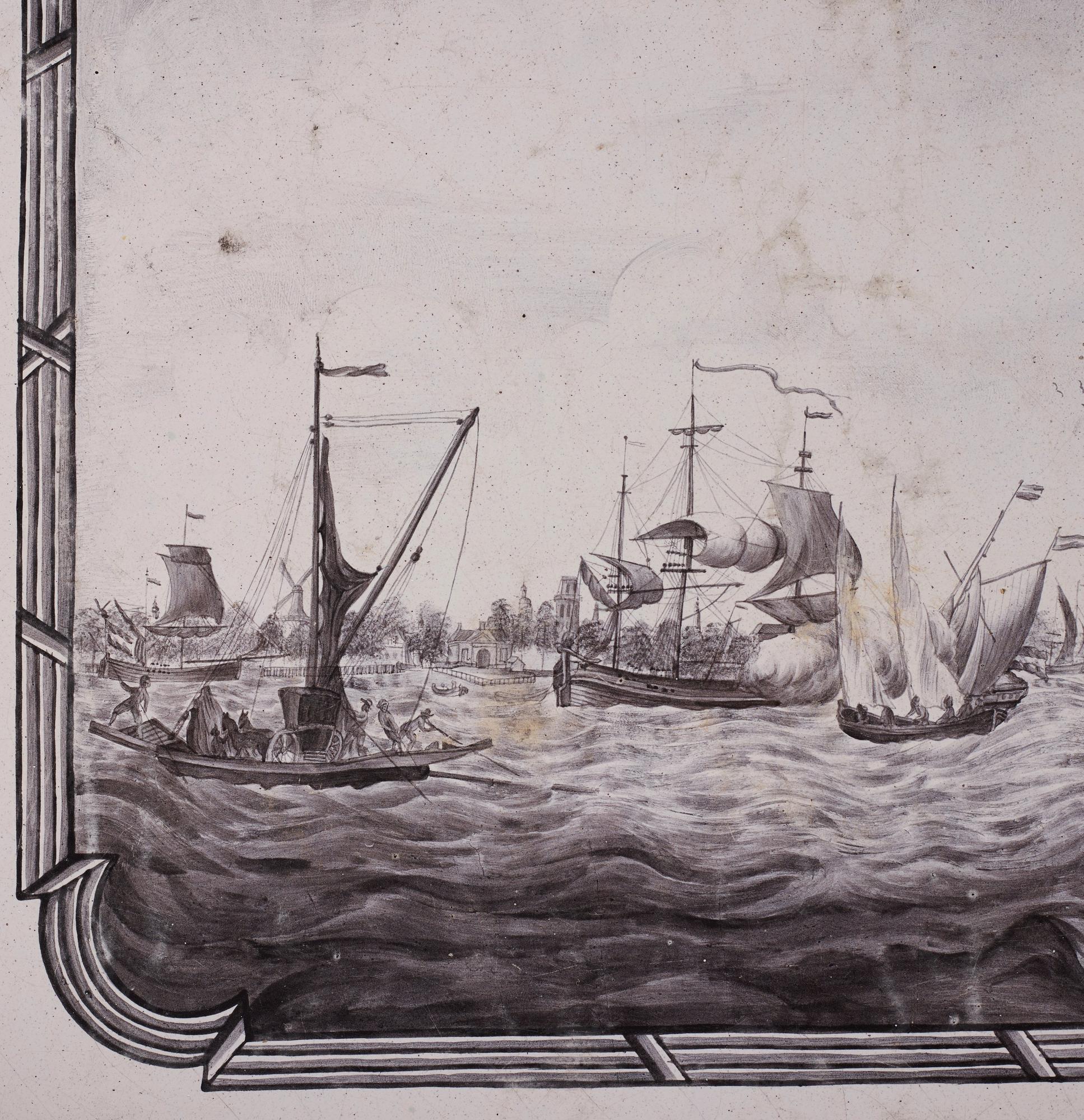 Tebord, med fajansbricka, 1700-talets slut, Gustavianskt.