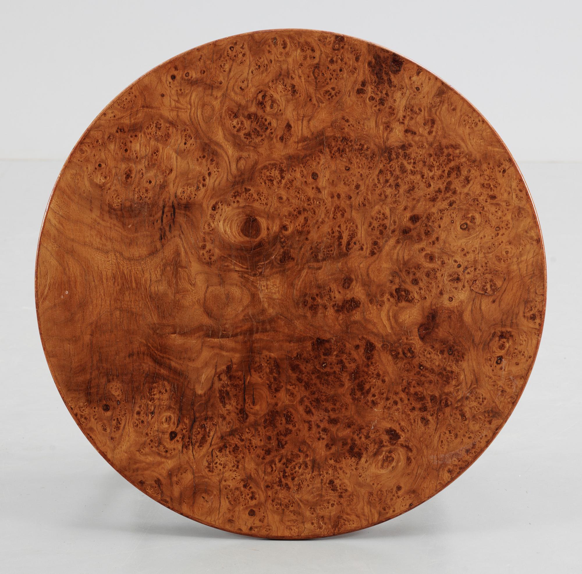 A Josef Frank mahogany and burrwood table, Svenskt Tenn, model 1028.