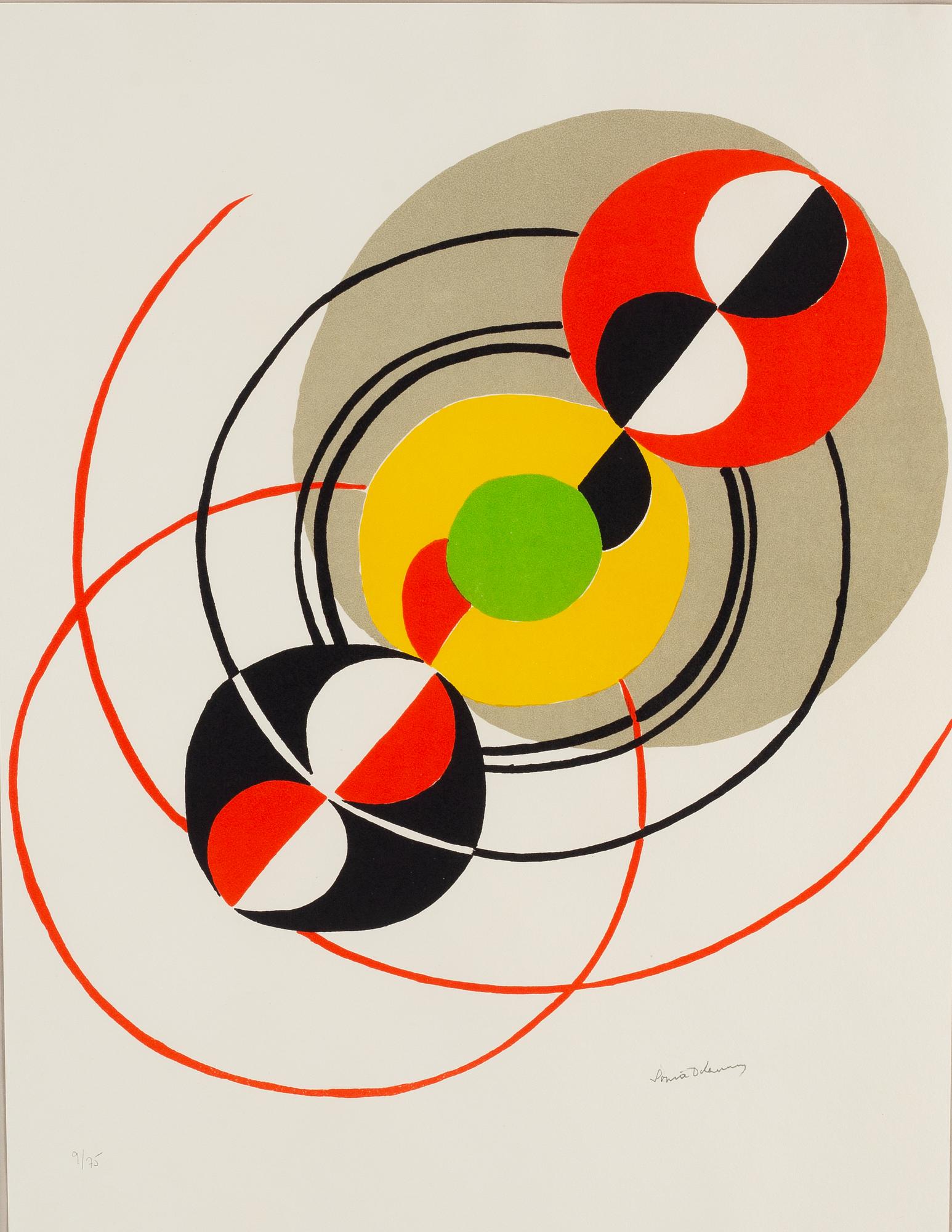 Sonia Delaunay, lithograph in colours, signed 9/75.