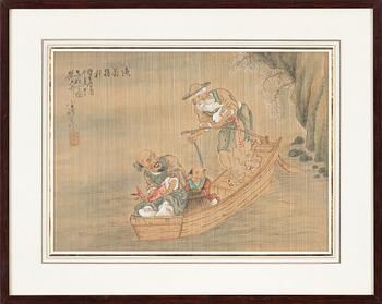 Unidentified artist, five Chinese paintings, watercolour on paper, 20th century.