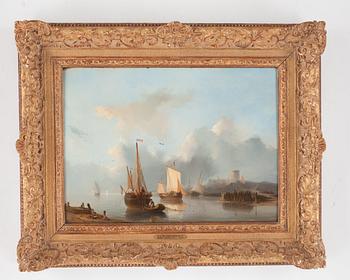 Christiaan Lodewijk Willem Dreibholtz, Ships on a canal in front of a castle.