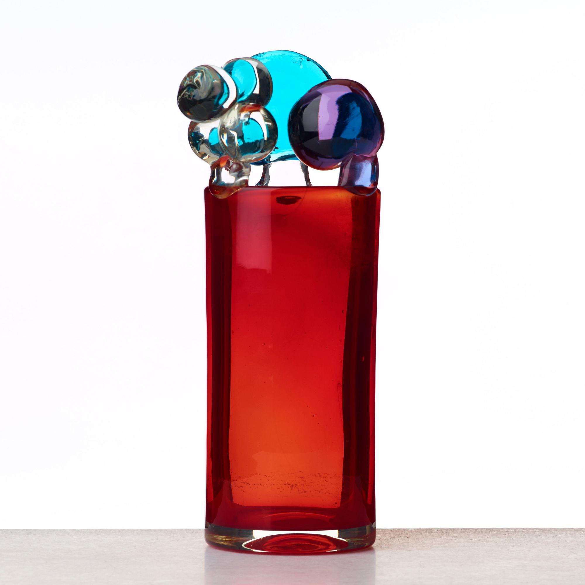 Oiva Toikka, a "Pompom" glass vase, Nuutajärvi Notsjö, Finland late 1960's.