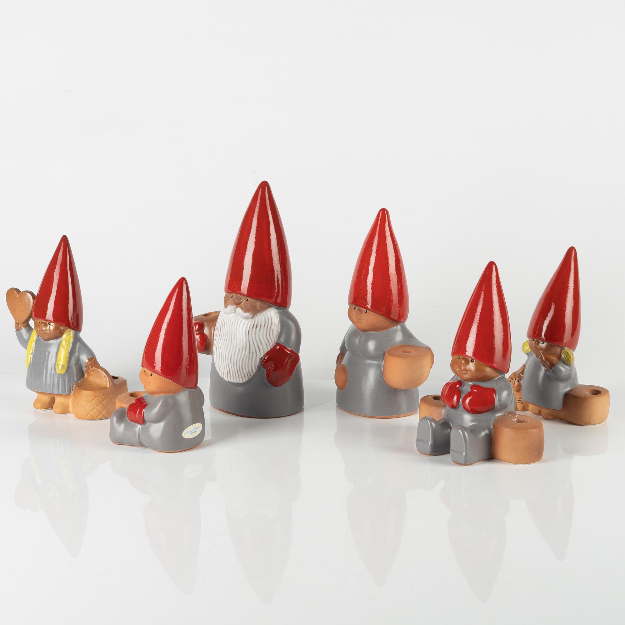 Lisa Larson, six earthenware figurines, Gustavsberg, Sweden.