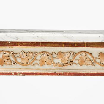 A late Gustavian carved giltwood and marble console table, attributed to P- Ljung (royal ornament carver 1788-1819).