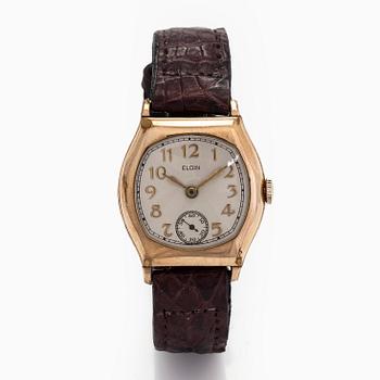 Elgin, wristwatch, 30 x 31 mm, gilt, manual wind, plastic crystal, 1930s.