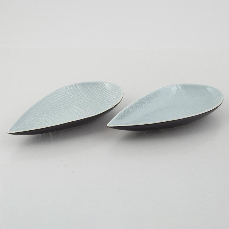 Stig Lindberg, six "Reptil" dishes and vases, Gustavsberg, Sweden, 1953-63.