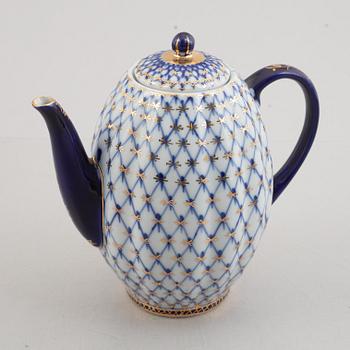 Kaffeservis, 39 delar, porslin, "Cobalt Net", Lomonosov, Sovjetunionen.