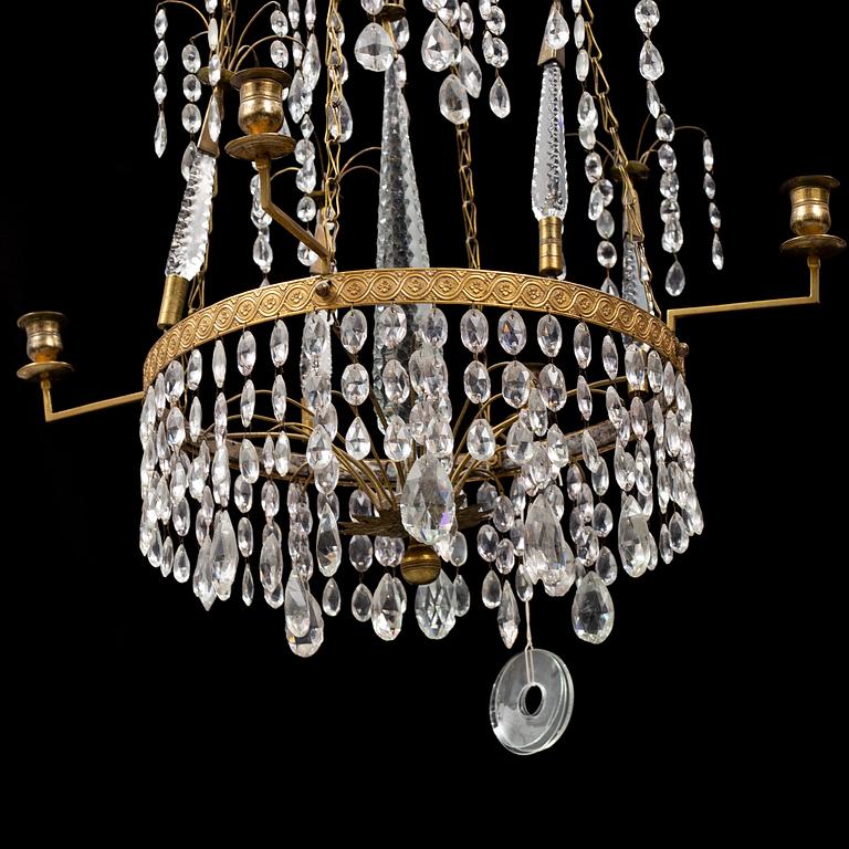 A gustavian style chandelier, circa 1900.