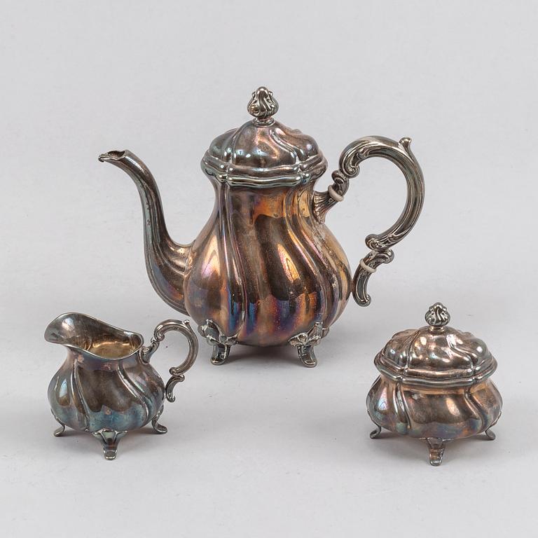 Kaffeservis, 3 delar, silver, rokokostil, Tyskland, 1900-tal.