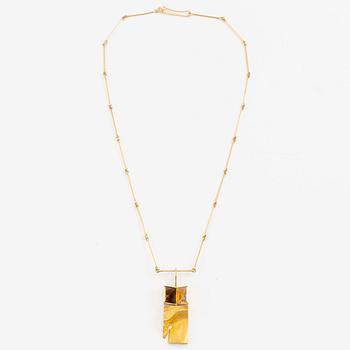 Björn Weckström, necklace, "Narcissos", 18K gold, rock crystal and smoky quartz. Lapponia.