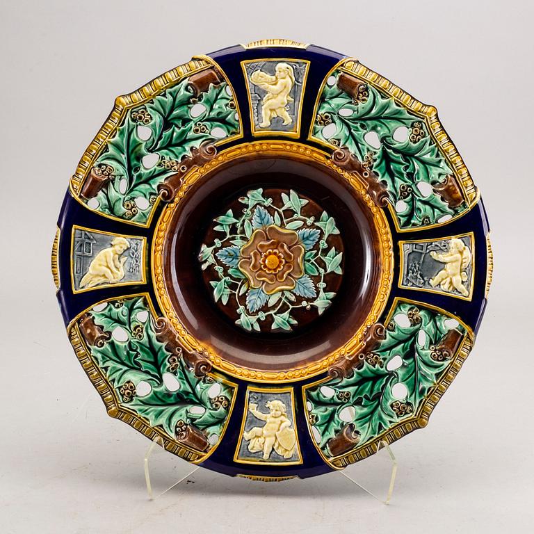 A Rörstrand majolica plate later part of the 19th century.