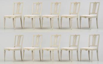 MATSALSGRUPP, 13 delar, gustaviansk stil, Alsterbro möbeltillverkning, 1900-tal.