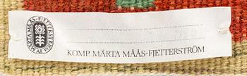 MÄRTA MÅÅS-FJETTERSTRÖM -  A TEXTILE,"Blommor på röd botten", flat weave, signed AB MMF,