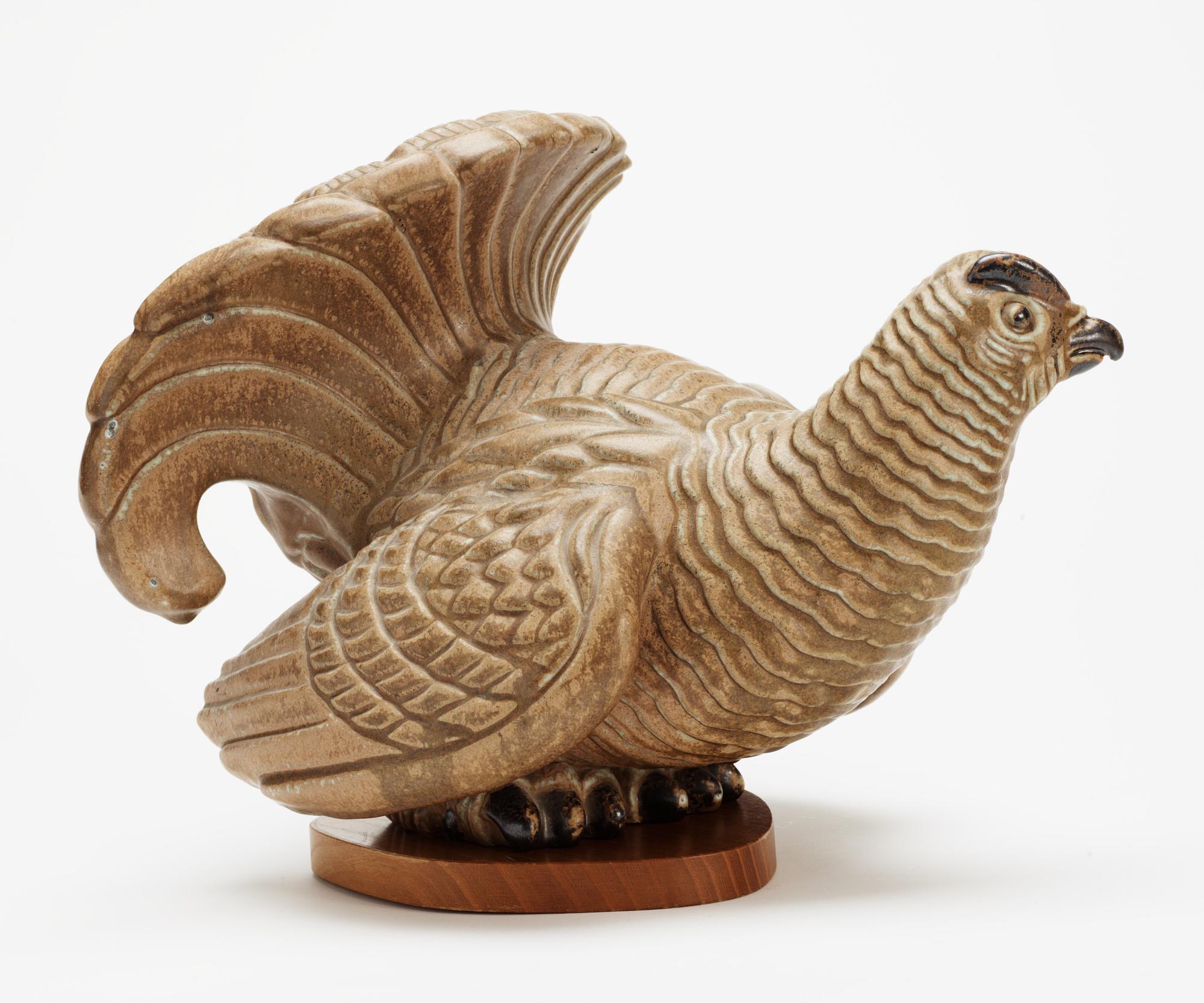 A Gunnar Nylund stoneware figure of a grouse, Rörstrand.