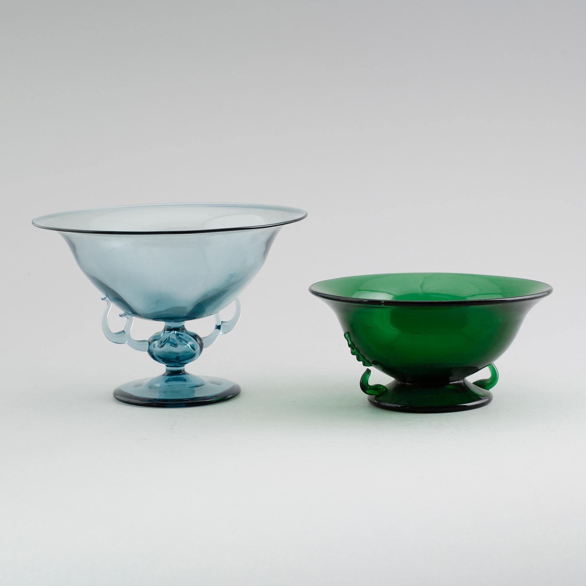 SKÅLAR, 2 st, glas, 1900-talets första hälft.