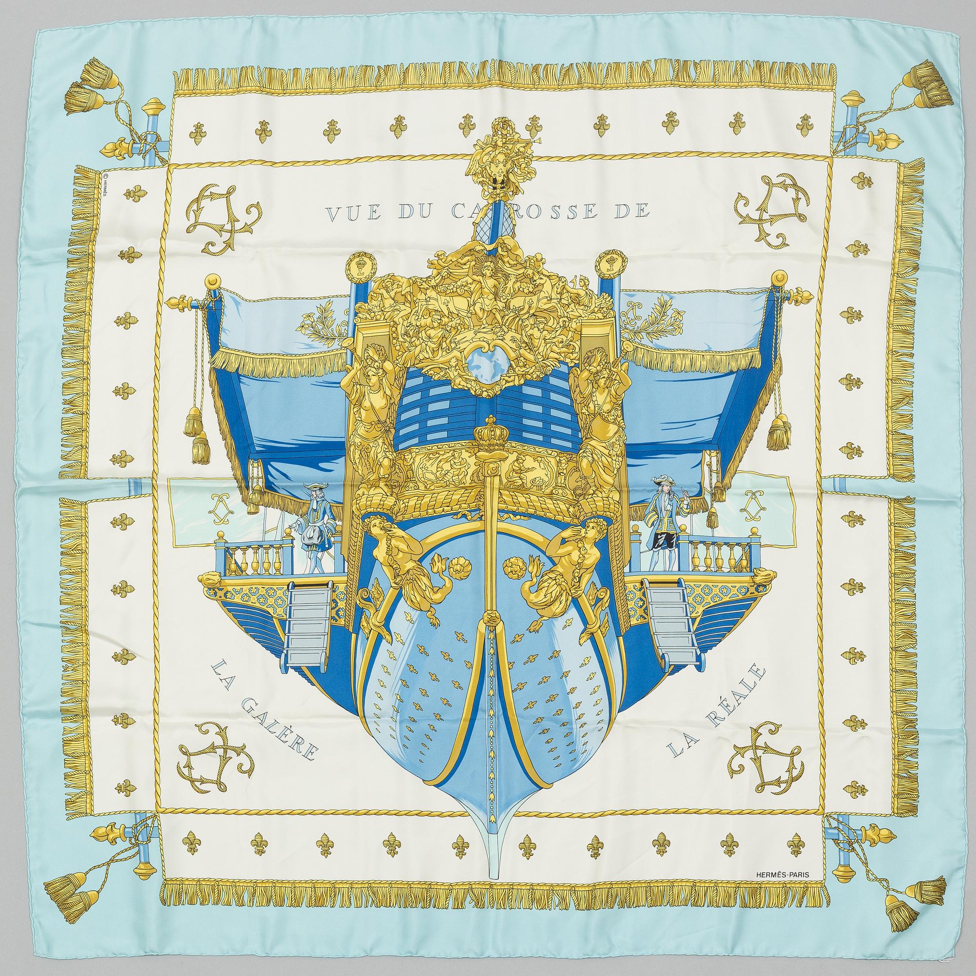 Hermès, scarf, "Vue du Carosse de la Galère La Réale".