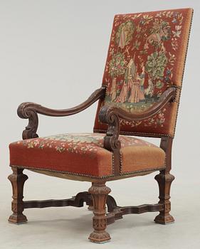 FÅTÖLJ, barockstil, 1900-talets första hälft.