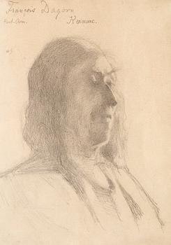 HELENE SCHJERFBECK, blyerts på papper, signerad HS Pont-Aven. Utförd 1883.