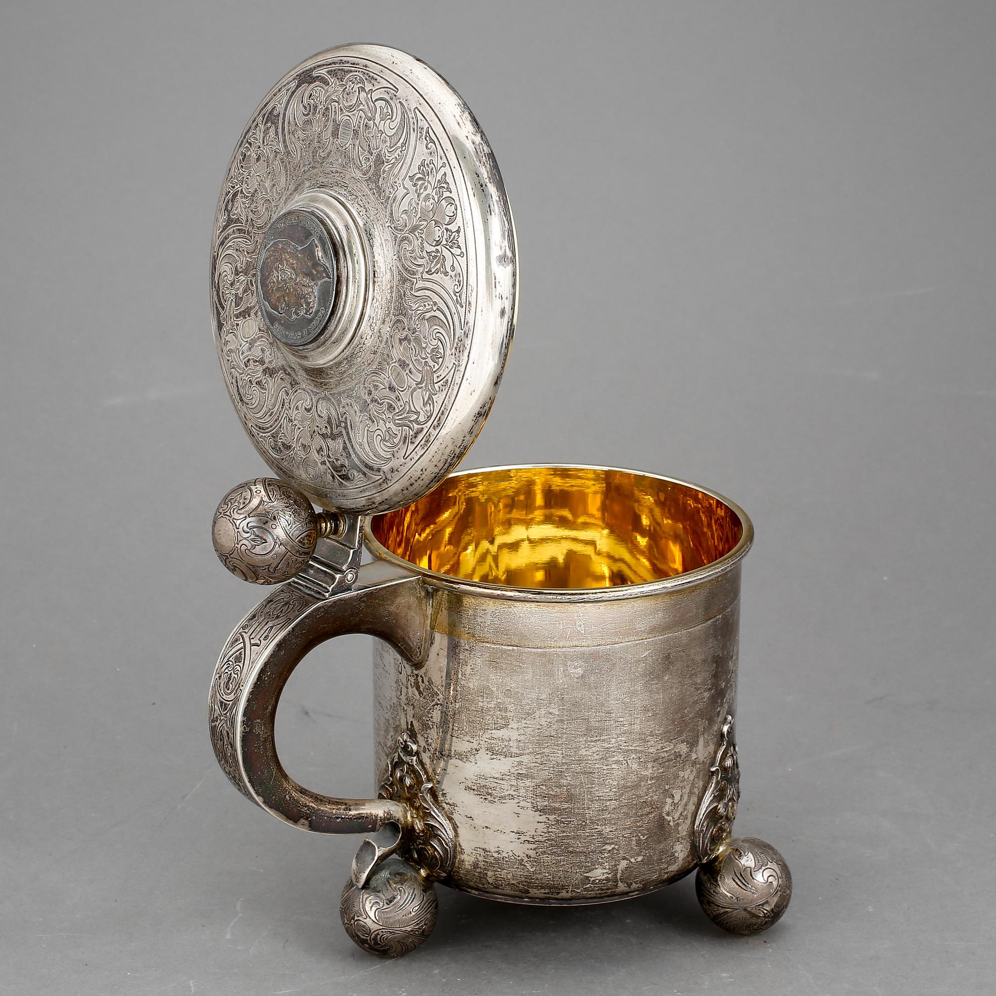 DRYCKESKANNA, silver, barockstil, CG Hallberg, Stockholm 1897. Tot ca 839 gram.