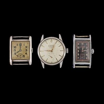 ARMBANDSUR, 3st, bla Svalan och Atlantic, 1930/40-tal.