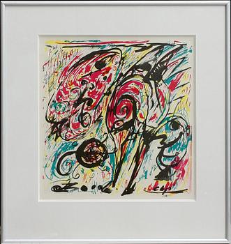 Carl-Henning Pedersen, färglitos, 2 st,  en sign i trycket.