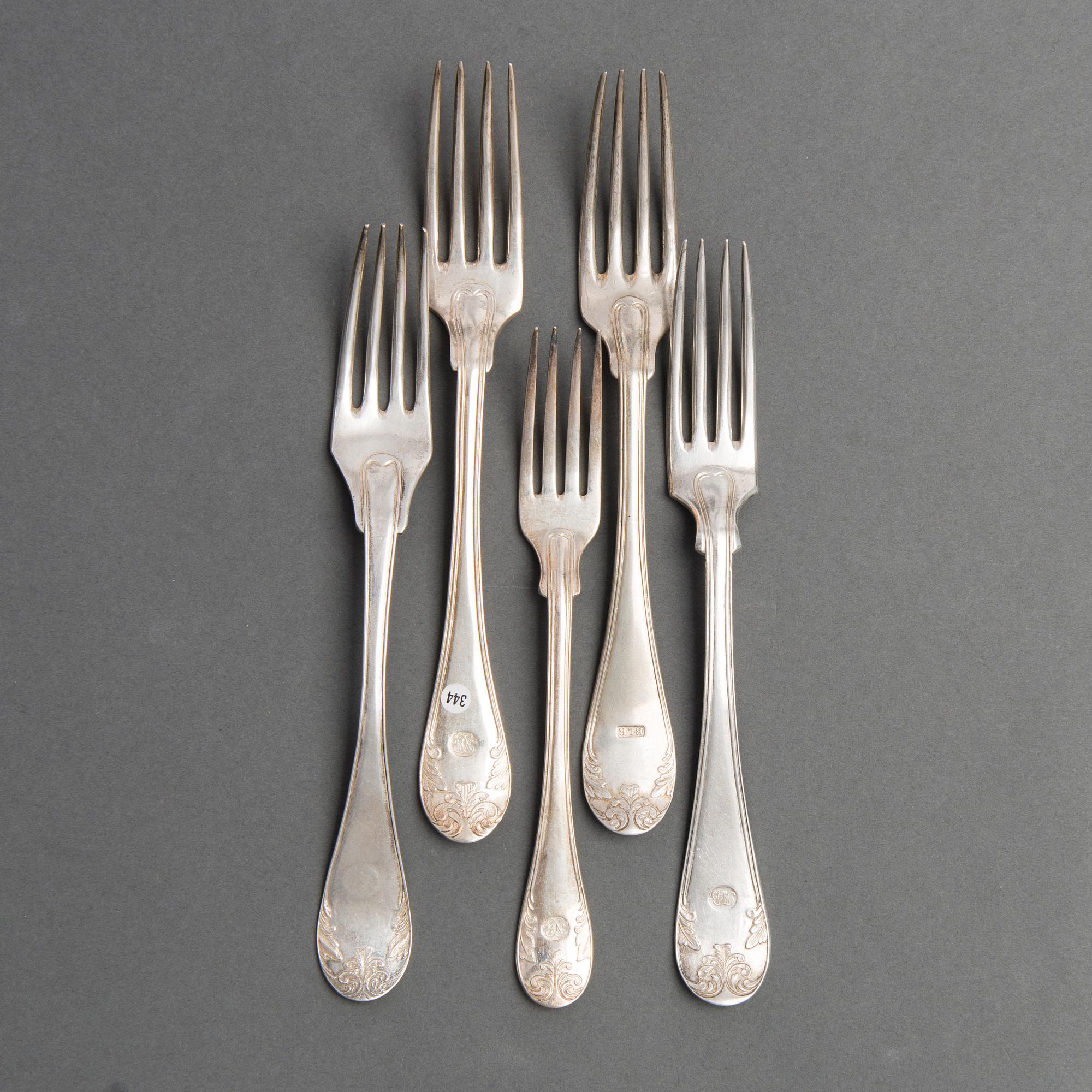 HAARUKOITA, 24+12 kpl, hopeaa, ruotsalaiset leimat, pääosin 1800-luku ja 1930.