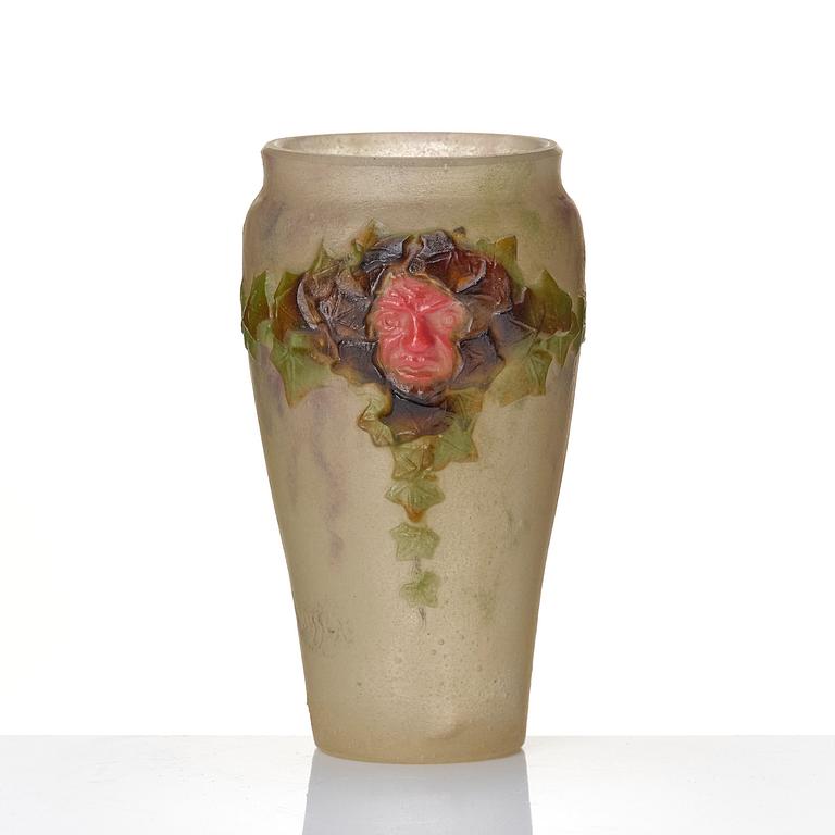 Gabriel Argy-Rousseau, a pâte de verre vase with the mask of 'Bacchus', France 1920s.