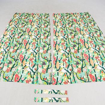 Stig Lindberg, curtains "Melodi", hand-printed linen approx. 256x130 cm.