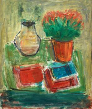 130. Carl Kylberg, Still life with vases and books.