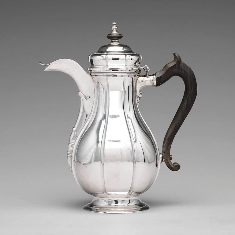 Johann Diedrich Rehwald, kaffekanna, silver, Riga (verksam 1738-1781(-1793)). Senbarock.