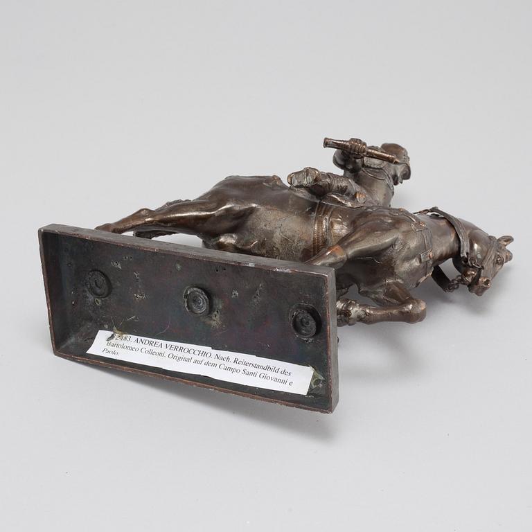 ANDREA DEL VERROCCHIO, kopia efter, skulptur, mörkpatinerad metall, 1900-tal.