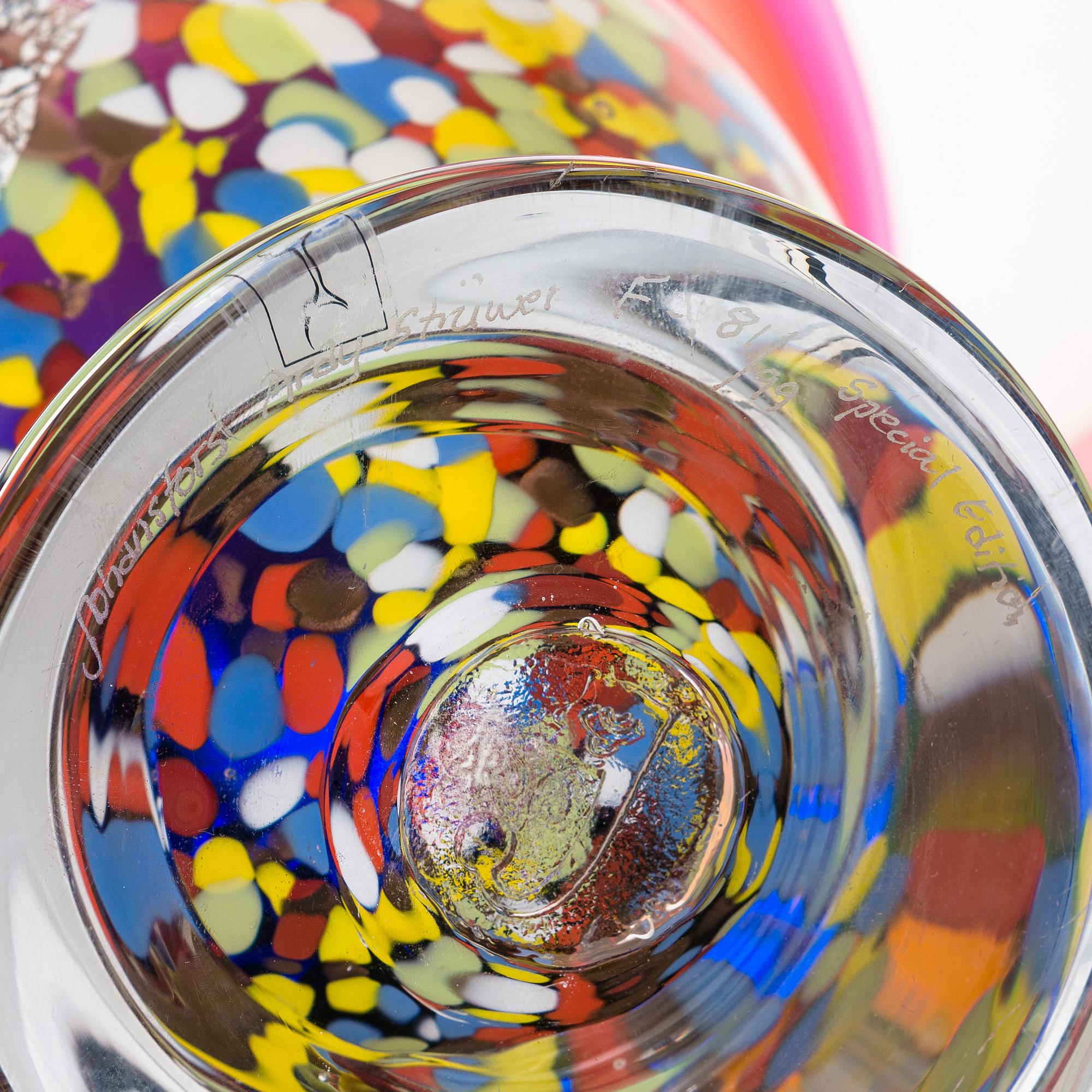 Ardy Strüwer, vase and bowl, signed, Johansfors.