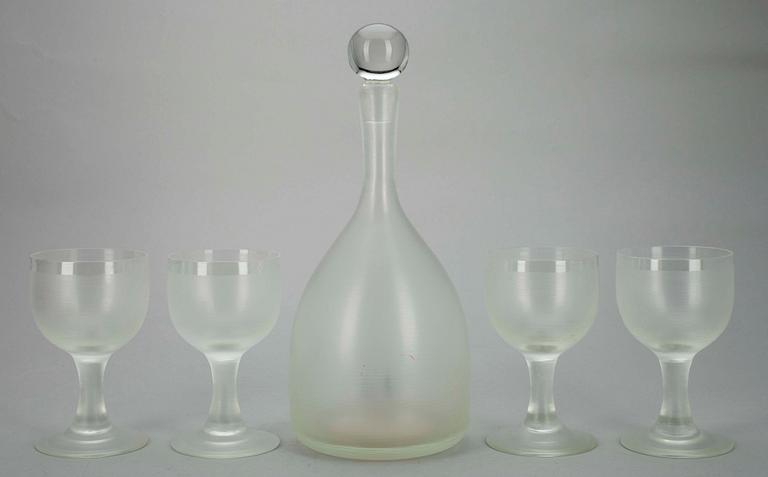 KARAFF SAMT GLAS, 4 st, Venini, sign. och dat. - 82. Italia.