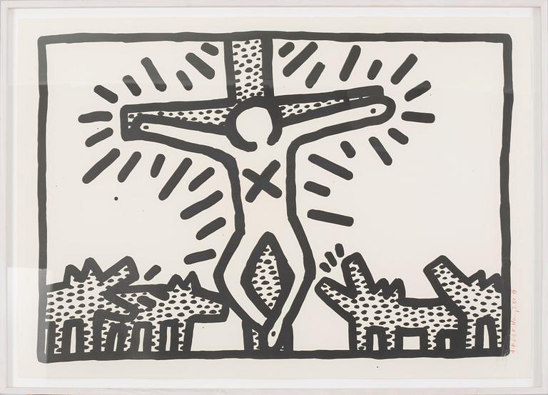 KEITH HARING, litografi, signerad A-P 6-8 K. Haring 3.82.