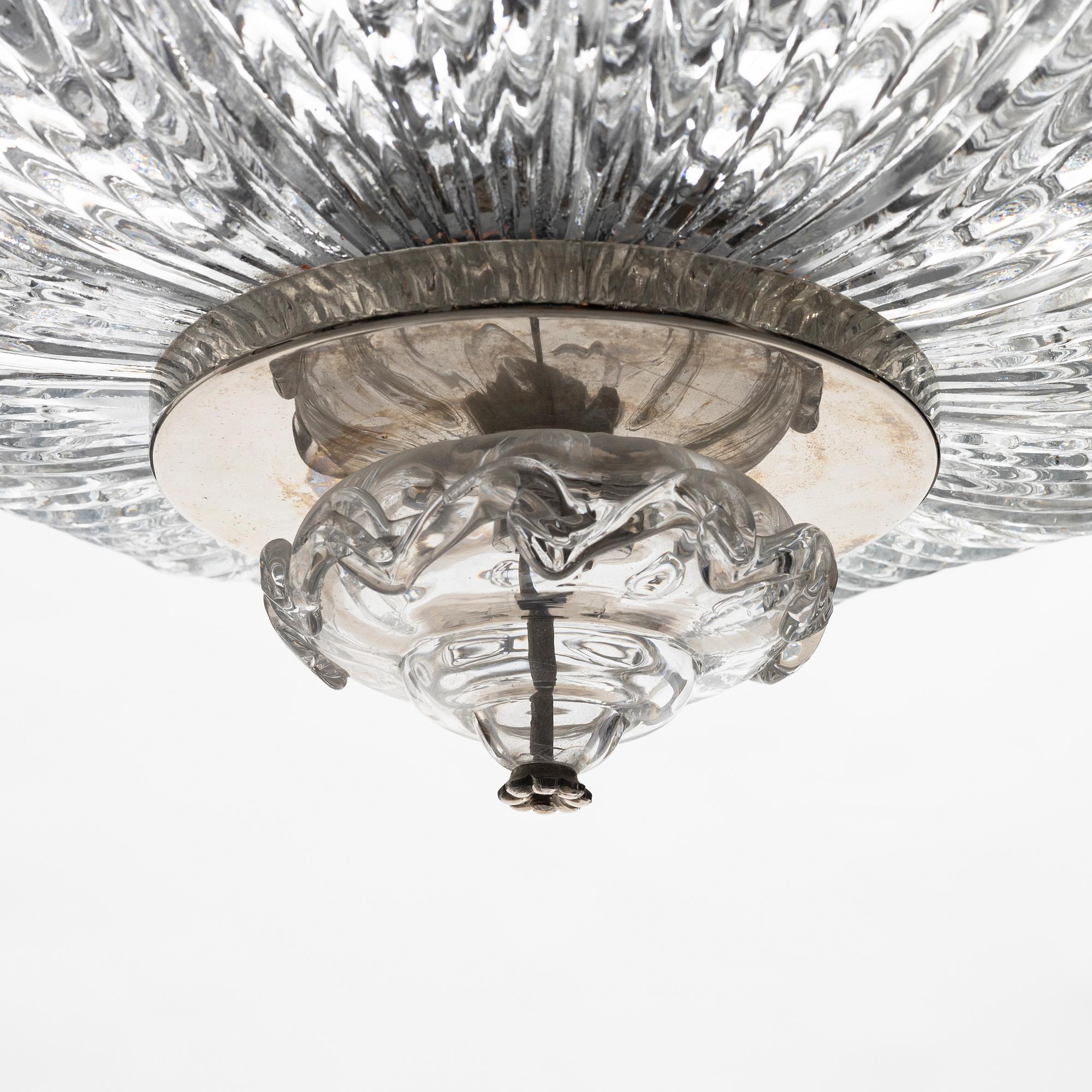 Fritz Kurz, a ceiling lamp, model "KD 946/1", for Orrefors, Sweden, 1940-50s.