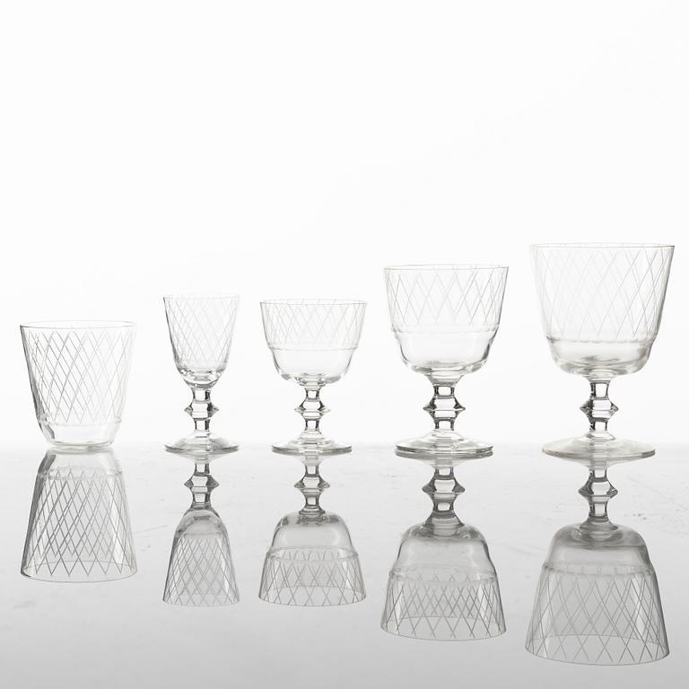 Vicke Lindstrand, a 46-piece 'Sickan' glass service from Kosta, Sweden.