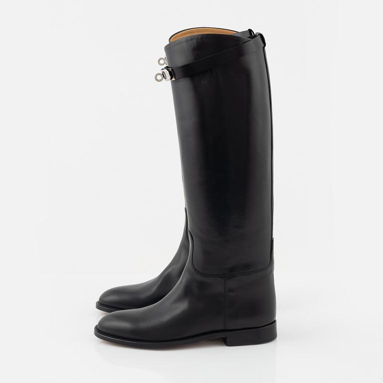 Hermès, a pair of black 'Jumping leather riding boots', size 37½.