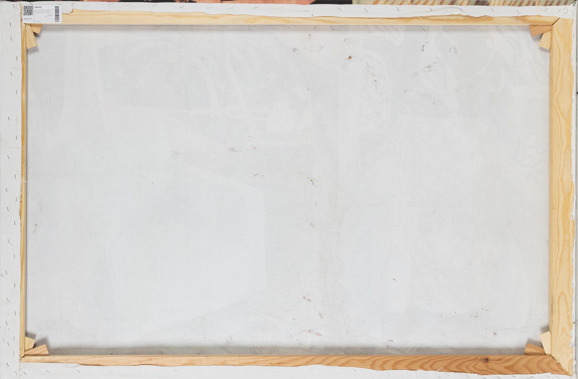 Carl Johan De Geer, digital print on canvas, painted with acrylic, signed and dated 2004.