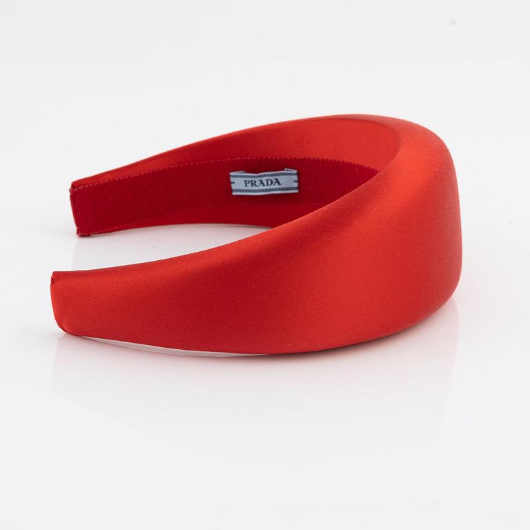 Prada, A red satin headband.